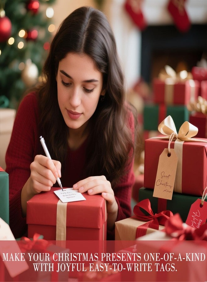 سي 2يو بطاقات هدايا عيد الميلاد من C2U - عبوة من 48 بطاقة هدايا للعطلات مع خيوط الجوت - 8 تصاميم احتفالية فارغة من الخلف - بطاقات أسماء ورقية لعيد الميلاد للتغليف، والأعمال اليدوية، وزينة عيد الميلاد، ووضع علامات على الهدايا - Image 4